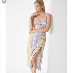 Urban Outfitters Stipped Midi Linen Dress - Size S